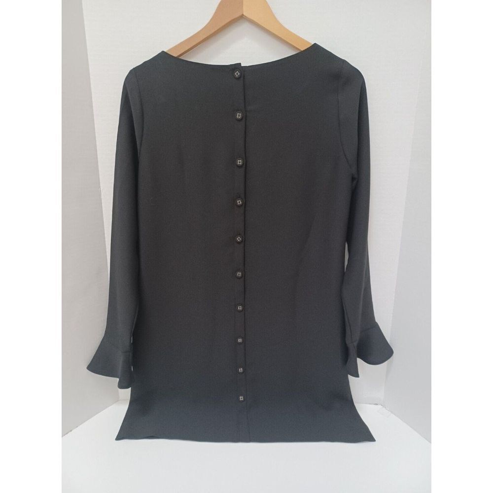 Banana Republic Knee Length Black Dress Bell Sleeves 100% polyester Size 4‎